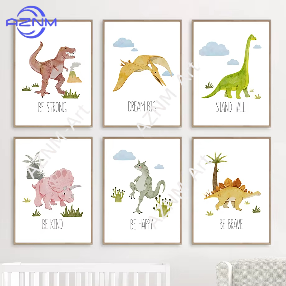 Baby Nursery Quotes - 1PC/6PCS Dinosaur Inspirational Quotes Nursery Wall