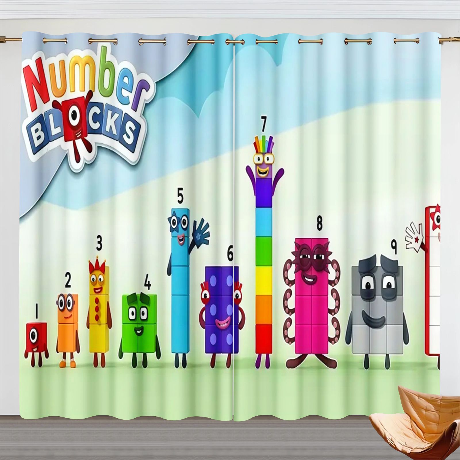 Blackout Curtain Nursery - Numberblocks Cartoon Curtains, Kids Room Blackout