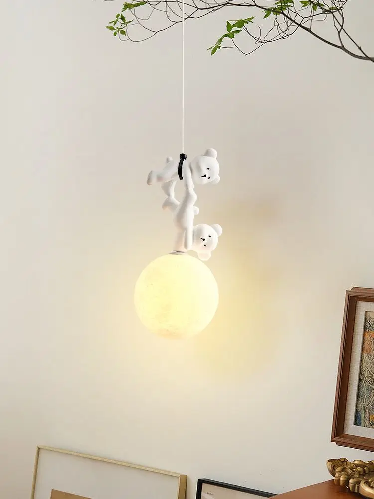 Baby Nursery Light Fixture - Bear Lamp Cartoon Nursery Bedside Pendant