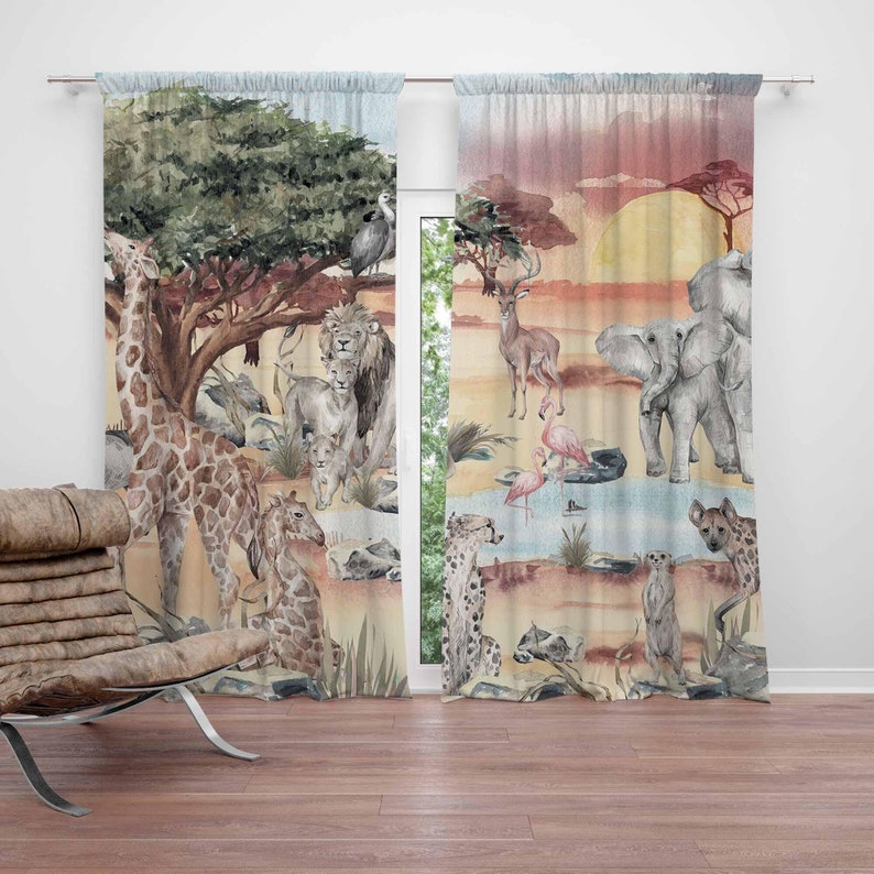Safari Animals Curtain Kids Be - огляд і ціна Blackout Curtain Nursery