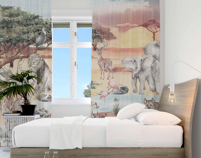 Safari Animals Curtain Kids Be - огляд і ціна Blackout Curtain Nursery