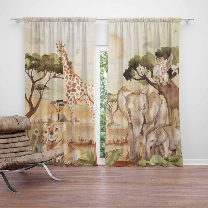 Mom and Baby Curtains Safari A - огляд і ціна Blackout Curtain Nursery