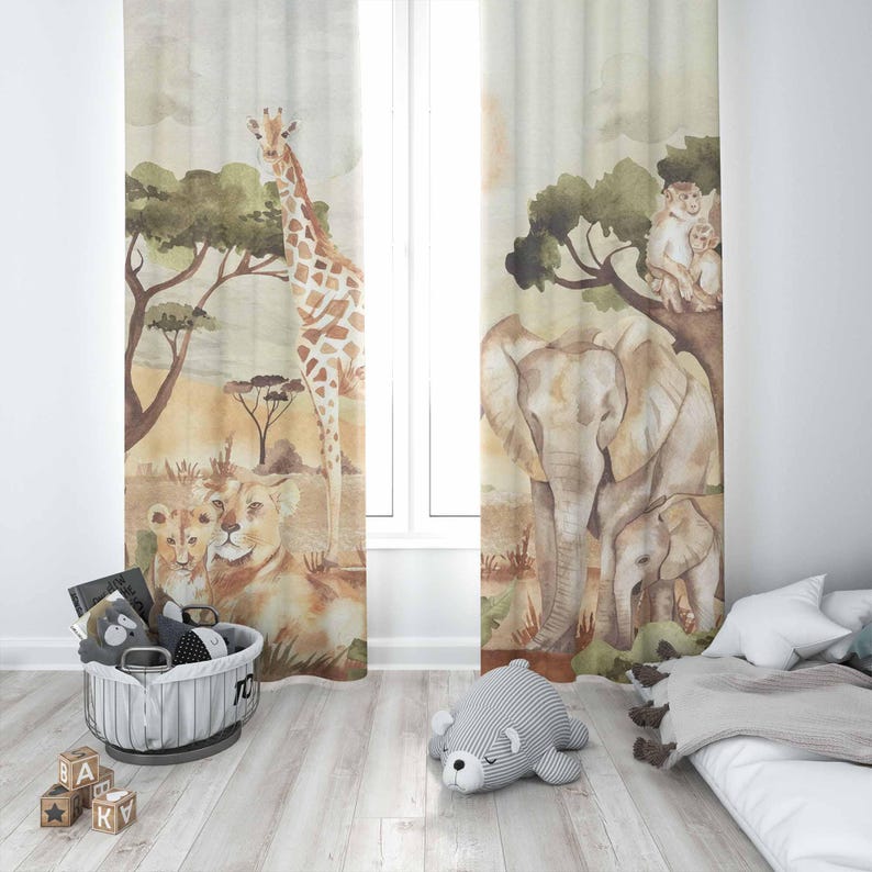 Mom and Baby Curtains Safari A - огляд і ціна Blackout Curtain Nursery