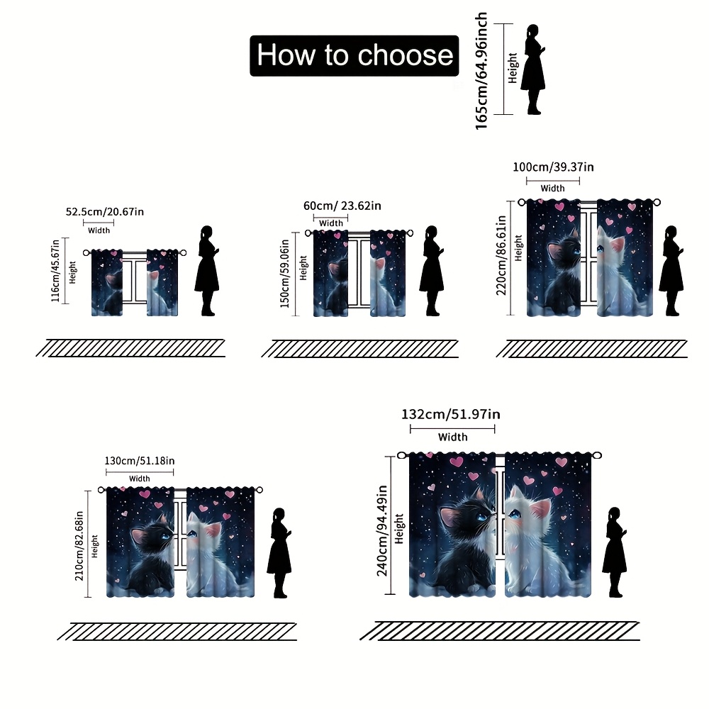 3D Romantic Cat and Stars Blac - огляд і ціна Blackout Curtain Nursery