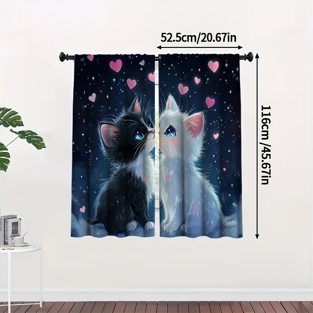 3D Romantic Cat and Stars Blac - огляд і ціна Blackout Curtain Nursery