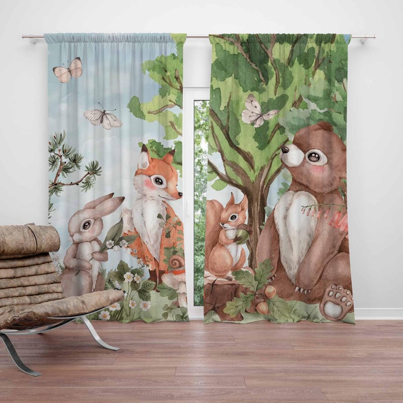 Forest Animals Curtains Kids B - огляд і ціна Blackout Curtain Nursery