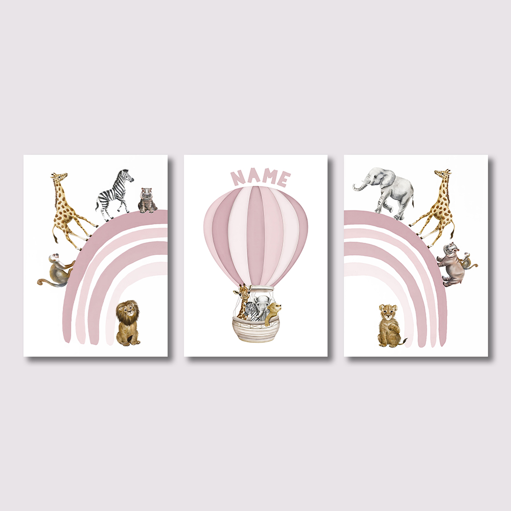 3PCS Safari Animal Nursery Can - огляд і ціна Baby Nursery Hot Air Balloon