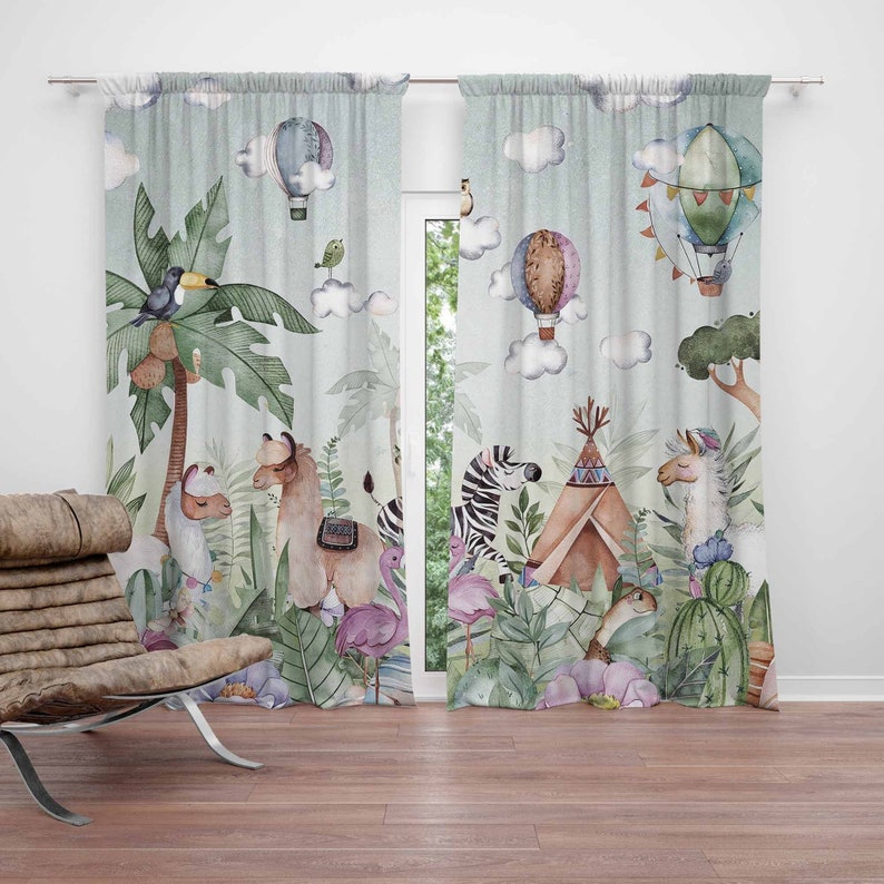 Safari Animals Party Nursery C - огляд і ціна Blackout Curtain Nursery