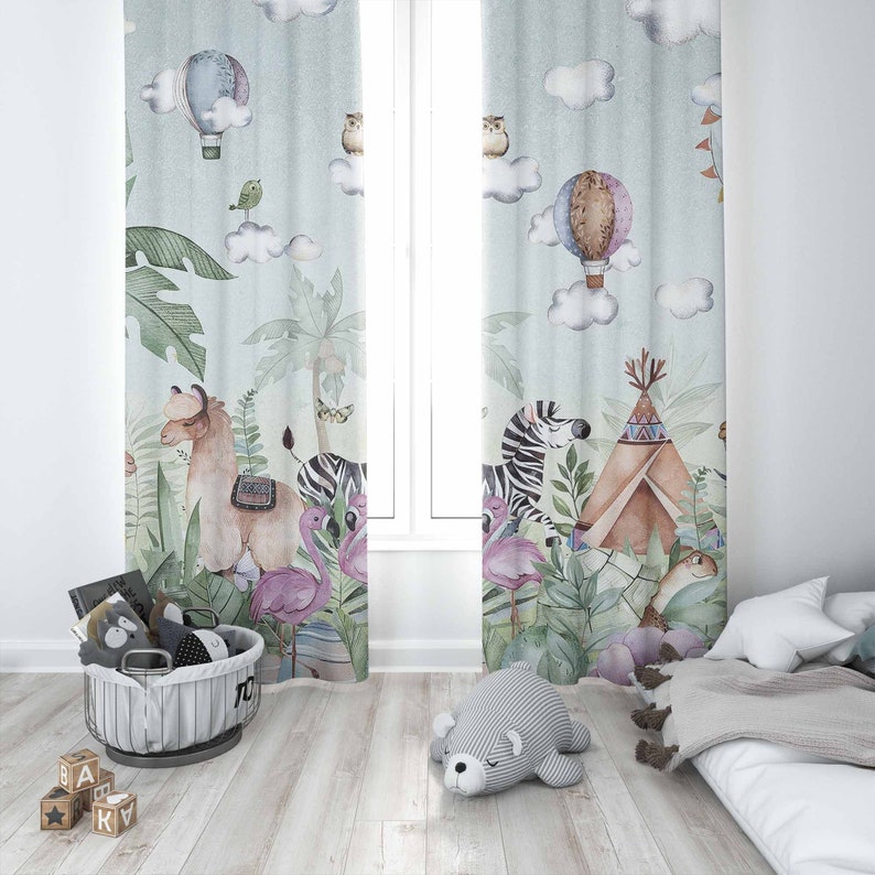 Safari Animals Party Nursery C - огляд і ціна Blackout Curtain Nursery