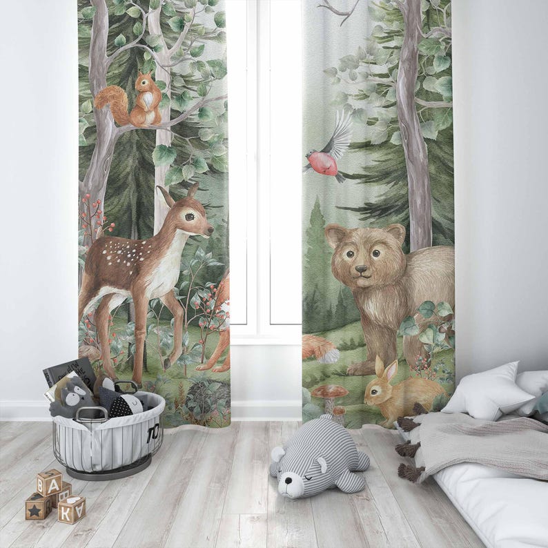 Woodland Animals Curtains Kids - огляд і ціна Blackout Curtain Nursery