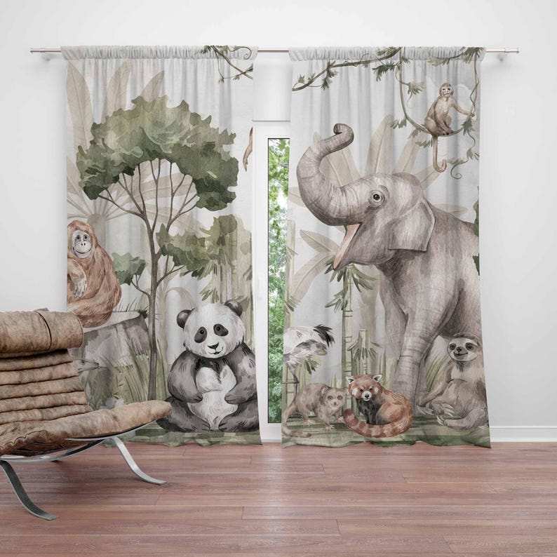 Safari Animals Curtains Kids B - огляд і ціна Blackout Curtain Nursery