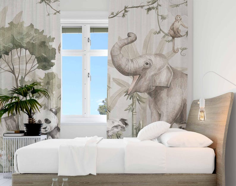 Safari Animals Curtains Kids B - огляд і ціна Blackout Curtain Nursery