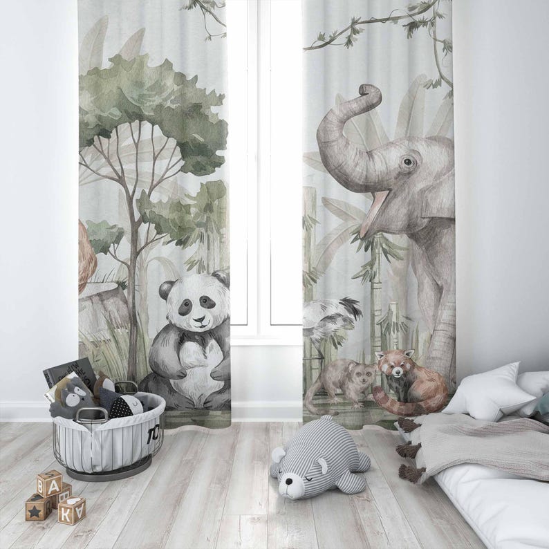 Safari Animals Curtains Kids B - огляд і ціна Blackout Curtain Nursery