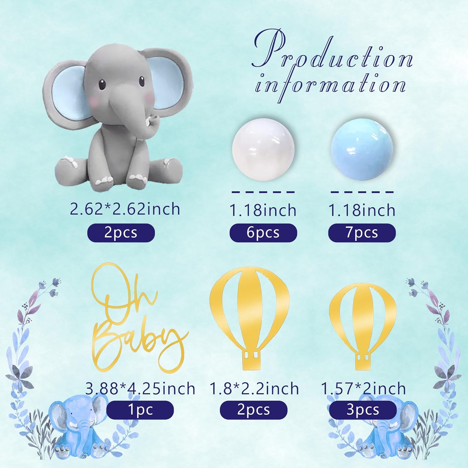 Elephant Cake Decoration with  - огляд і ціна Baby Nursery Hot Air Balloon